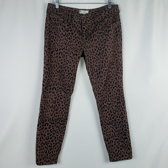 Free People Denim - Free People Cheetah Print Flocked Pants Ankle Crop